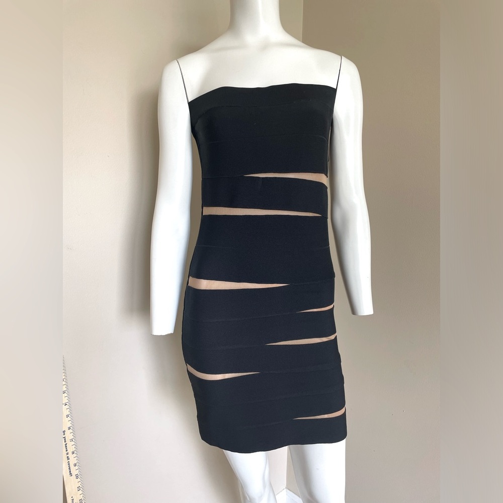 Forever 21 Bodycon Black Mini Dress Mesh Cutouts Size Medium
